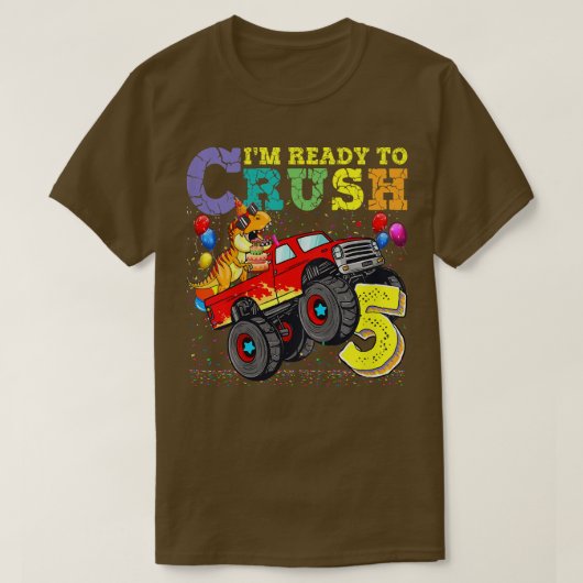 Kinder Klaar voor Crush 5 Dinosaur Monster Truck 5 T-shirt (Design voorkant)