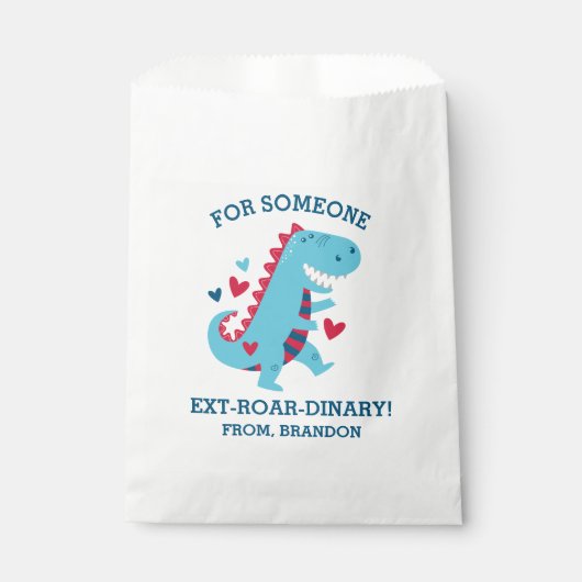 Kinder klaslokaal Dinosaurus Valentijnsdag Bedankzakje (Voorkant)