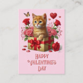 Kinder klaslokaal Valentijnsdag Schattige Kat Notitiekaartje (Voorkant)