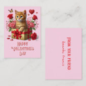 Kinder klaslokaal Valentijnsdag Schattige Kat Notitiekaartje (Voorkant / Achterkant)