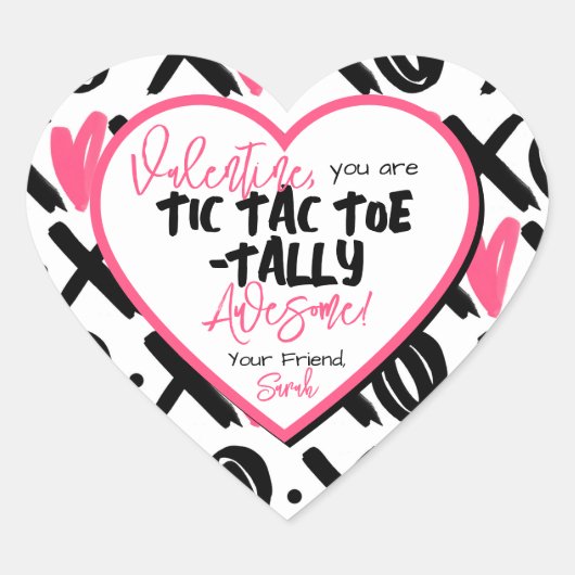 Kinder Klasse Tic Tac Toe Tally Geweldige Valentij Hart Sticker (Voorkant)