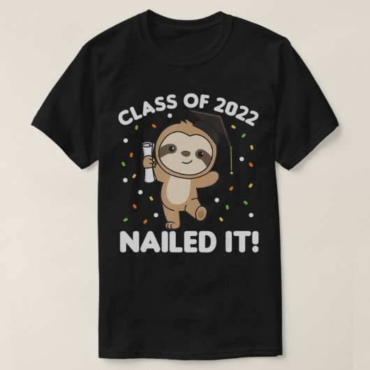 Kinder klasse van 2022 Nailed it Sloth Afstuderen T-shirt (Design voorkant)
