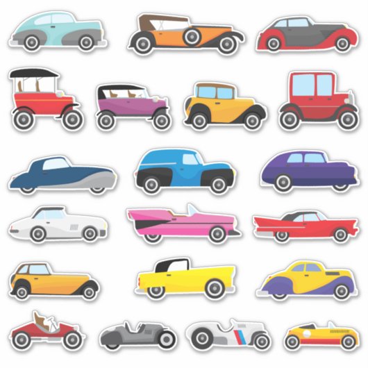 Kinder klassieke auto's sticker (Voorkant)
