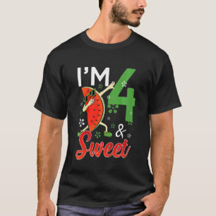 Kinder klauw Ik ben vier jaar oud en zoet watermel T-shirt