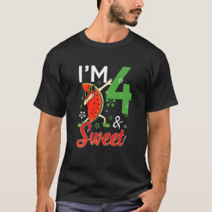 Kinder klauw Ik ben vier jaar oud en zoet watermel T-shirt