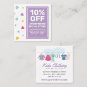 Kinder Kleding Boutique Coupon Kaart Verkoop Aanbo (Voorkant / Achterkant)