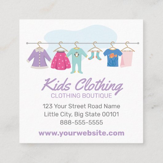 Kinder Kleding Boutique Coupon Kaart Verkoop Aanbo (Achterkant)