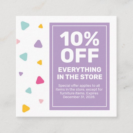 Kinder Kleding Boutique Coupon Kaart Verkoop Aanbo (Voorkant)