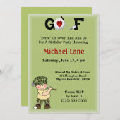 Kinder kleine golfer uitnodiging (Voorkant / Achterkant)