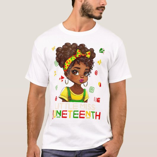 Kinder kleine juffrouw juneteenth meisje peuter zw t-shirt (Voorkant)