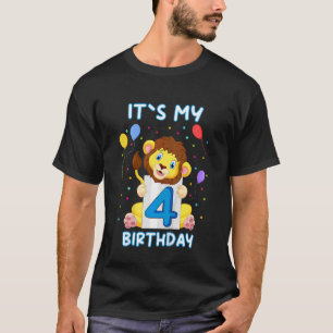 Kinder kleine leeuwen op de vierde verjaardag Mijn T-shirt