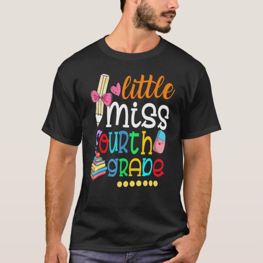 Kinder kleine miss derde klas terug naar school 4e t-shirt (Voorkant)
