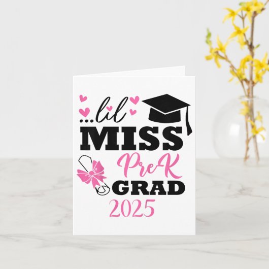Kinder Kleine Miss Pre-k Afstudeerder Prek Afstude Kaart (Gele Bloem)