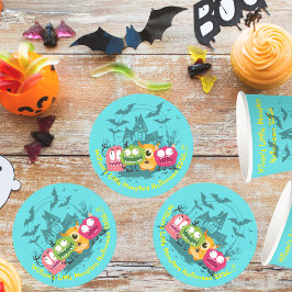 Kinder kleine monsters Halloween Party Ronde Kartonnen Onderzetter