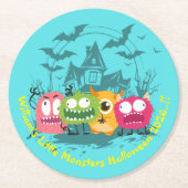 Kinder kleine monsters Halloween Party Ronde Kartonnen Onderzetter (Voorkant)