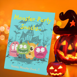 Kinder kleine monsters Halloween Party Snacks Reclamebord Met Voetstuk