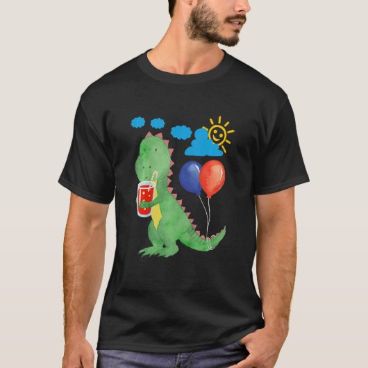 Kinder kleine schattige dinosaurus met verfrissend t-shirt (Voorkant)