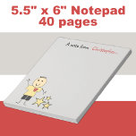 Kinder kleine stokjongen grijs rood geel met naam notitieblok<br><div class="desc">Pas dit blocnote aan voor een kleine jongen,  met zijn naam.
Ontworpen in grijs met een kleine jonkstokfiguur in rood,  zwart en geel,  met gele sterren.</div>