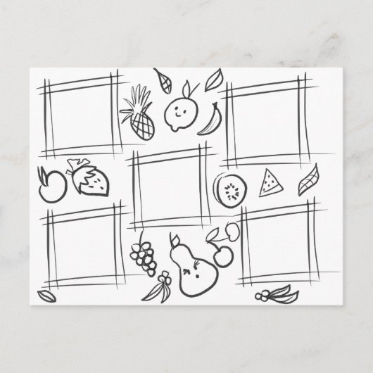 Kinder kleur Fruit Fun Tekening Doodling Briefkaart (Voorkant)