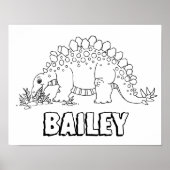 Kinder kleur in dinosaur Stegosaurus aangepaste na Poster (Voorkant)