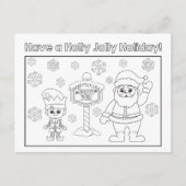 Kinder kleur je eigen Holly Jolly kerstvakantie Briefkaart (Voorkant)