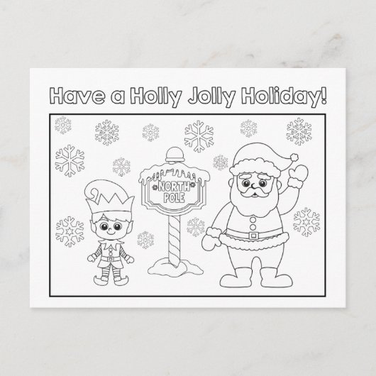Kinder kleur je eigen Holly Jolly kerstvakantie Briefkaart (Voorkant)