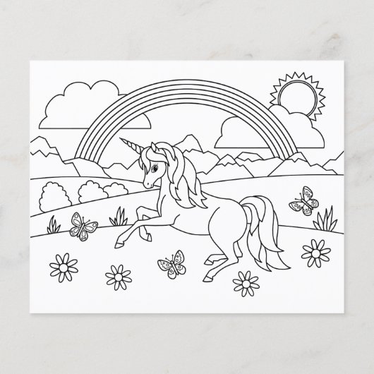 Kinder kleur me Unicorn regenboog (Achterkant)