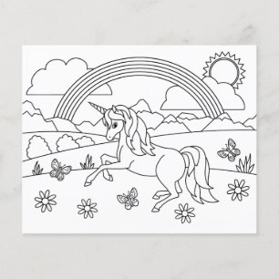 Kinder kleur me Unicorn regenboog
