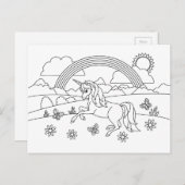 Kinder kleur me Unicorn regenboog Briefkaart (Voorkant / Achterkant)