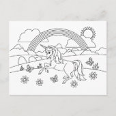 Kinder kleur me Unicorn regenboog Briefkaart (Voorkant)