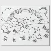 Kinder kleur me Unicorn regenboog Cadeaupapier (Vlak)