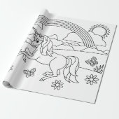 Kinder kleur me Unicorn regenboog Cadeaupapier (Uitgerold)