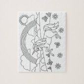 Kinder kleur me Unicorn regenboog Legpuzzel (Verticaal)