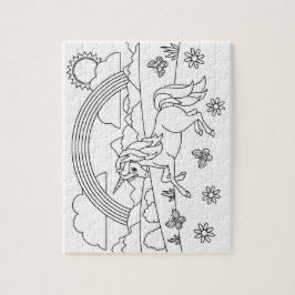 Kinder kleur me Unicorn regenboog Legpuzzel