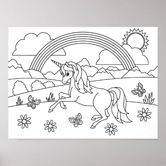 Kinder kleur me Unicorn regenboog Poster (Voorkant)
