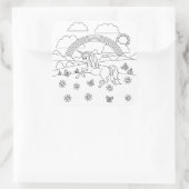 Kinder kleur me Unicorn regenboog Vierkante Sticker (Tas)