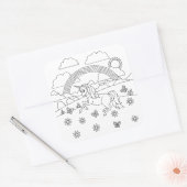 Kinder kleur me Unicorn regenboog Vierkante Sticker (Envelop)
