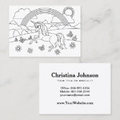 Kinder kleur me Unicorn regenboog Visitekaartje (Voorkant / Achterkant)