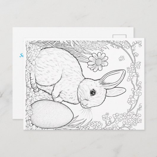 kinder kleur uw eigen paaskaart briefkaart (Voorkant / Achterkant)