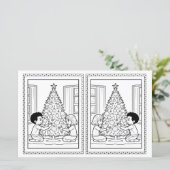 Kinder Kleurboom Papier Kerst Kaart Sjabloon (Staand voorkant)