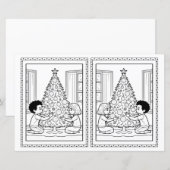 Kinder Kleurboom Papier Kerst Kaart Sjabloon (Voorkant / Achterkant)