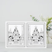 Kinder Kleurboom Papier Kerst Kaart Sjabloon (Staand voorkant)