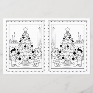 Kinder Kleurboom Papier Kerst Kaart Sjabloon