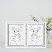 Kinder Kleuren Reindeer Papier Kerst Kaart (Staand voorkant)