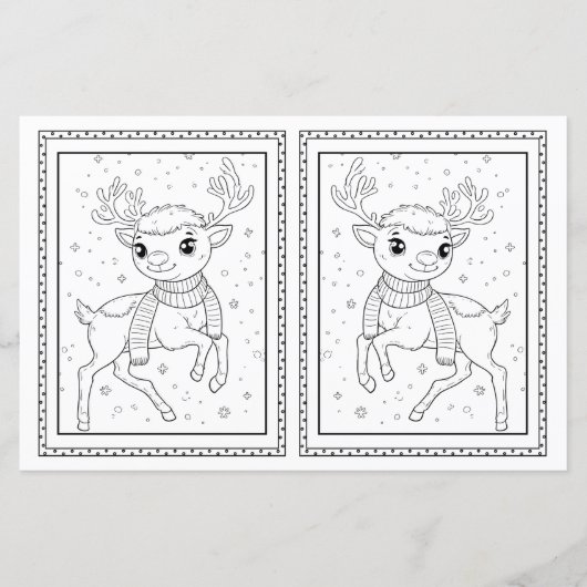 Kinder Kleuren Reindeer Papier Kerst Kaart (Voorkant)