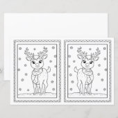 Kinder Kleuren Reindeer Papier Kerst Kaart (Voorkant / Achterkant)