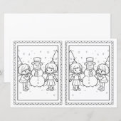 Kinder Kleuren Snowman Papier Kerst Kaart (Voorkant / Achterkant)