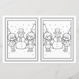 Kinder Kleuren Snowman Papier Kerst Kaart