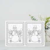 Kinder Kleuren Snowman Papier Kerst Kaart (Staand voorkant)