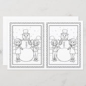 Kinder Kleuren Snowman Papier Kerst Kaart (Voorkant / Achterkant)